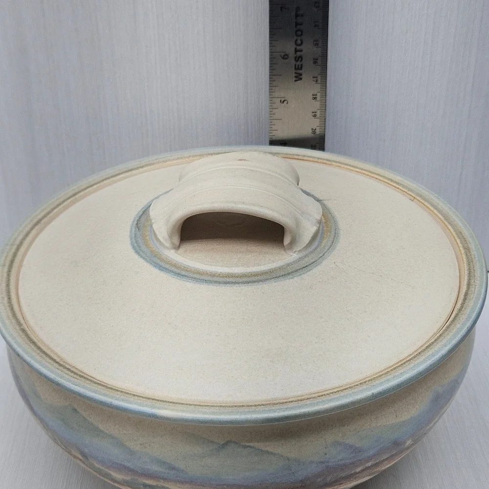 Studio Pottery Desert Landscape Lidded Casserole Dish Southwestern Stoneware